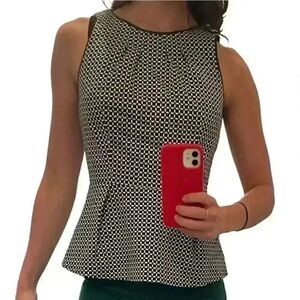 White House Black Market Women's Black & White Cotton/Spandex Geometric Print Sl